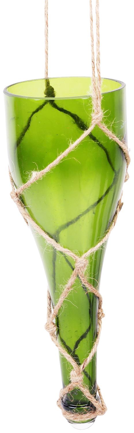Handcrafted Indoor cum Outdoor Hanging Glass Planter (Green)