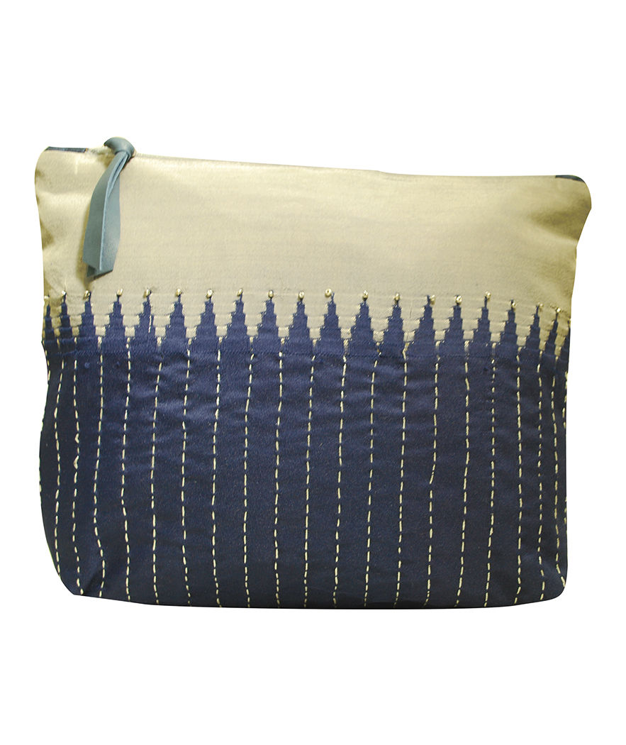 Vintage Blue Silk Clutch