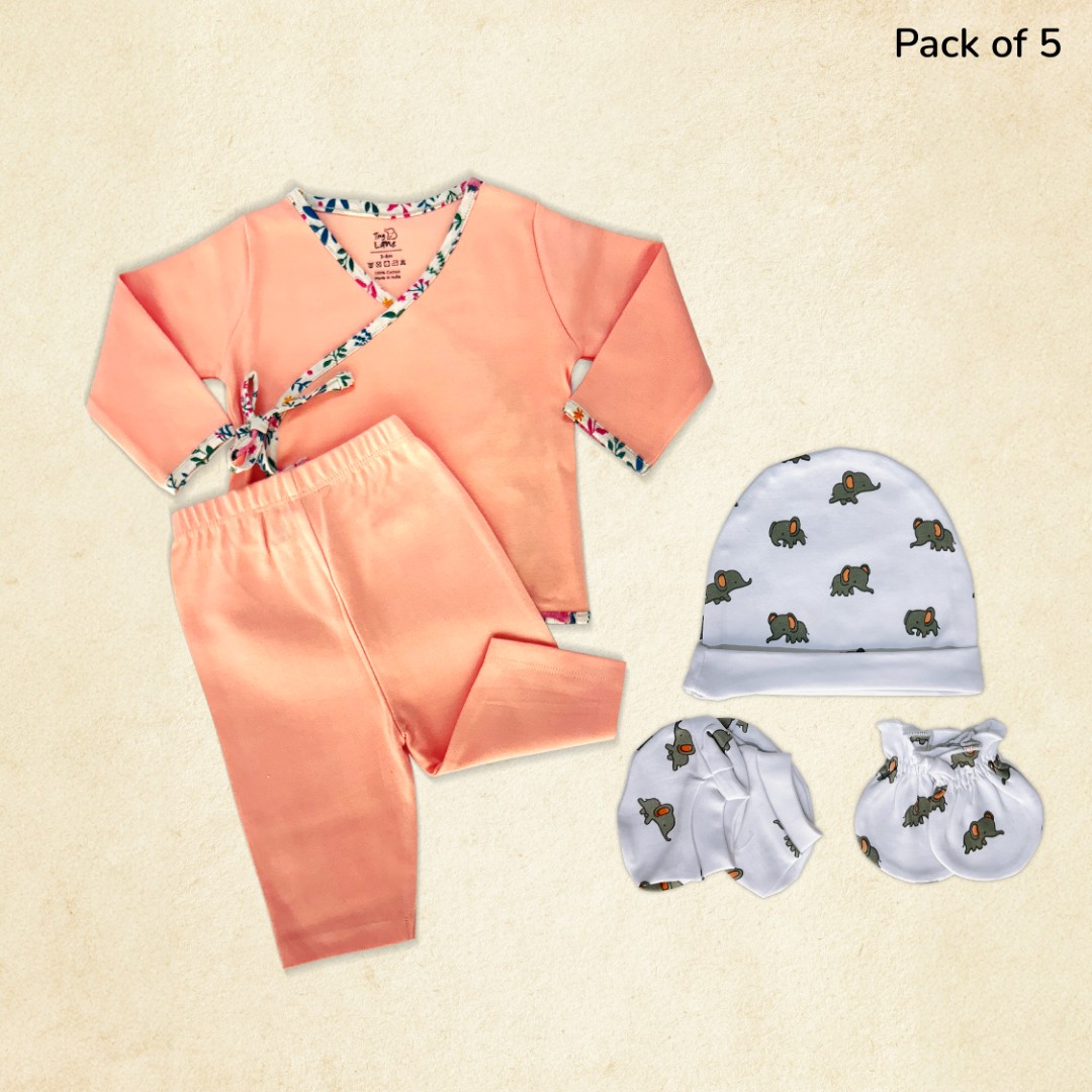 Newborn Baby Peach Combo Set (0-3 months)