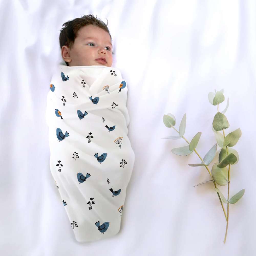 Tweeting Bird Organic Bamboo Baby Swaddle