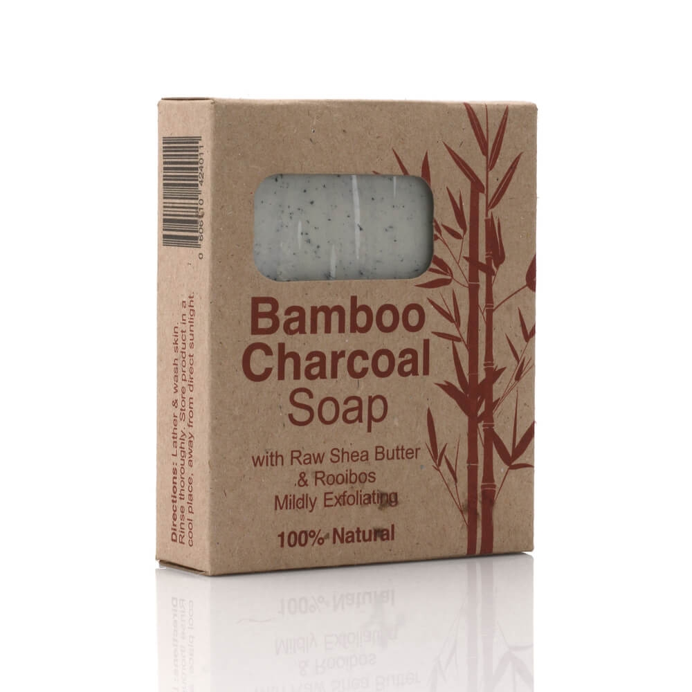 BAMBOO CHARCOAL SOAP - With Raw Shea Butter & Rooibos Mildly Exfoliating
