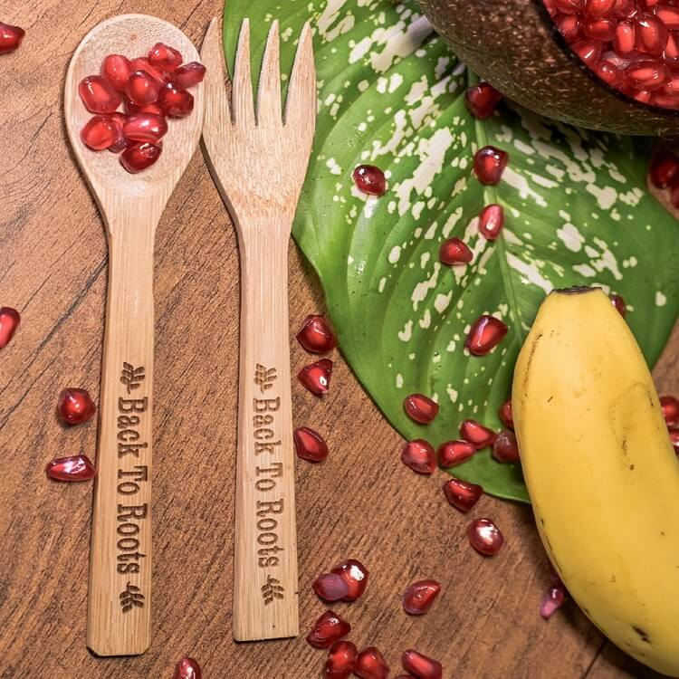 Bamboo Spoon and Fork | Eco Friendly, Natural & Handmade | Set of 2