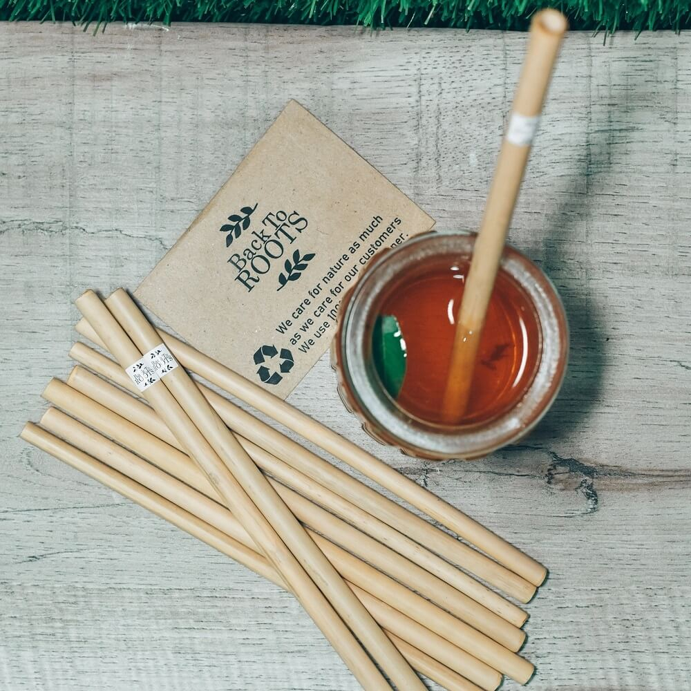 Bamboo Straw | Eco Friendly, Natural & Handmade | Pack of 10 + Cleaner