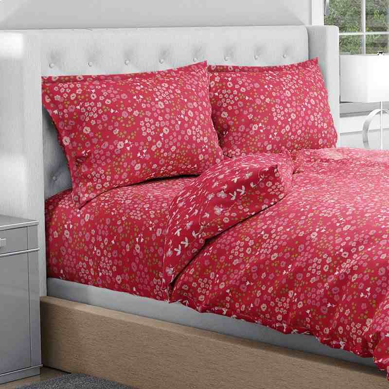 100% Pure Cotton Bright Blooms Pink BedSheet Set 