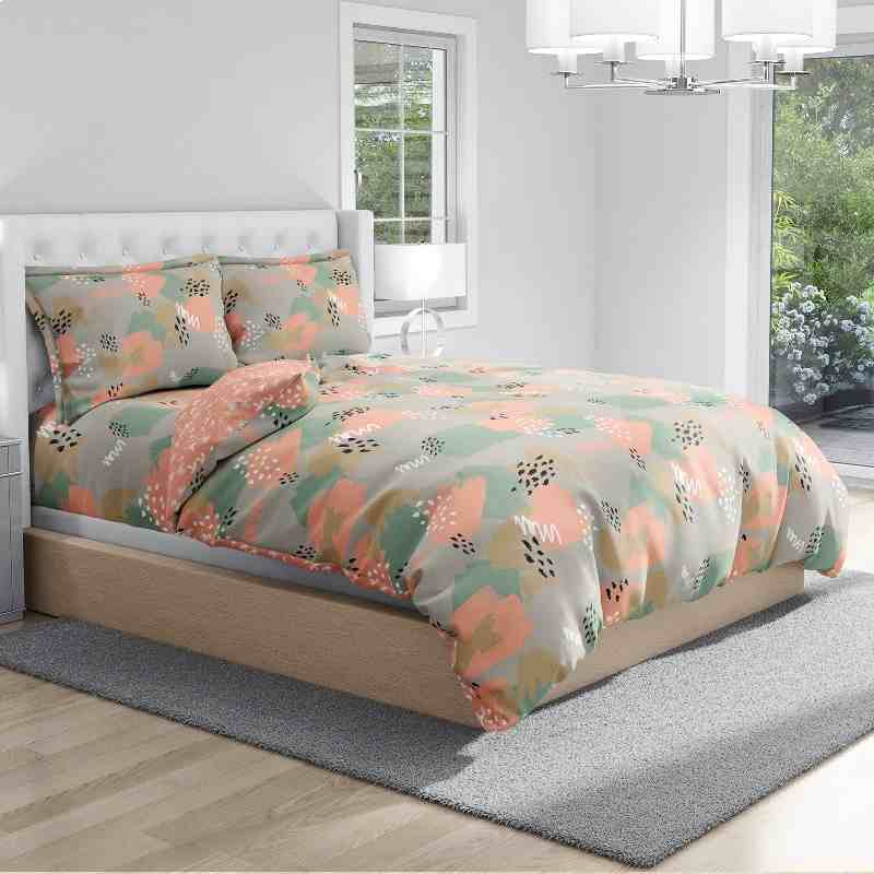 100% Pure Cotton Abstract BrushStrokes Orange Bedsheet Set