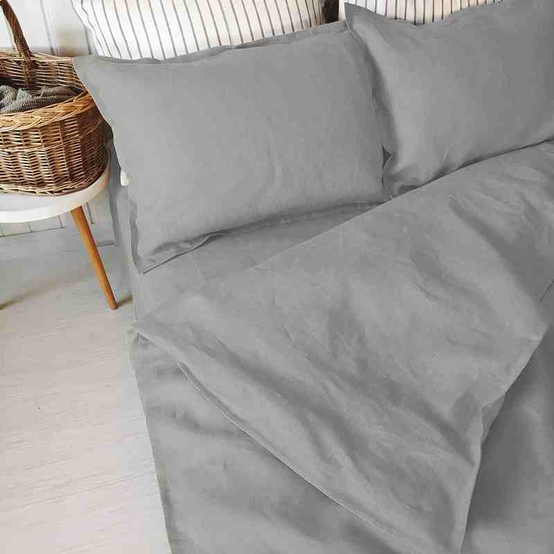 100% Pure Linen Cool Grey Luxury Grey Bedsheet Set 