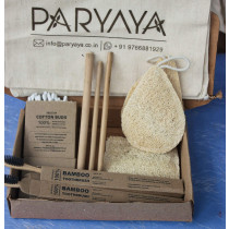Paryaya Combo 4= 2 Toothbrush+2 Earbuds(80 pack)+3 Loofah+Bamboo Straws