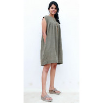 Olive Green Summer Dress with Pockets