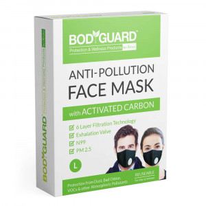 Reusable Anti Pollution Face Mask with Activated Carbon, N99 + PM2.5 for Men and Women - Large