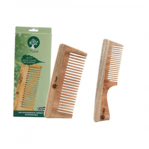 De-Tangler Neem Wood Comb + Handle Neem Wood Comb