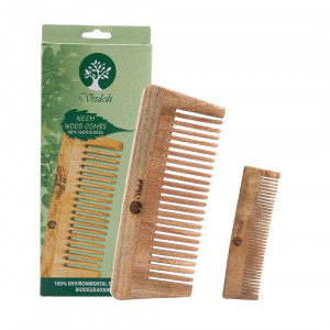 De-Tangler Neem Wood Comb + Pocket Neem Wood Comb