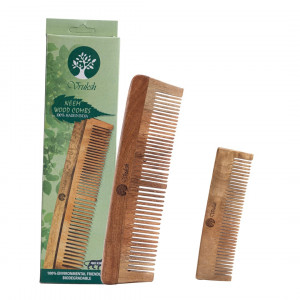 Dual Bristle Neem Wood Comb + Pocket neem wood comb