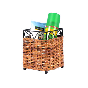 Traditional Cane Cutlery Holder cum Pen Stand (Square Shape, Height 5")