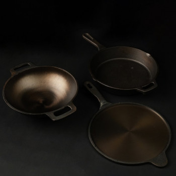 Cast Iron Combo ( Kadai + Roti/Dosa Tawa + Skillet )