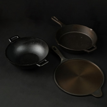 Cast Iron Combo ( Kadai + Roti/Dosa Tawa + Skillet )