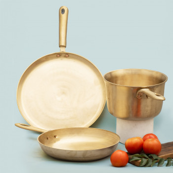 Bronze/Kansa Cookware Combo (Saucepan + Sautépan + Tawa)