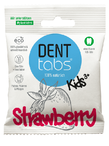 Denttabs Kids Toothpaste Tablets-Strawberry flavor without fluoride -125 pieces