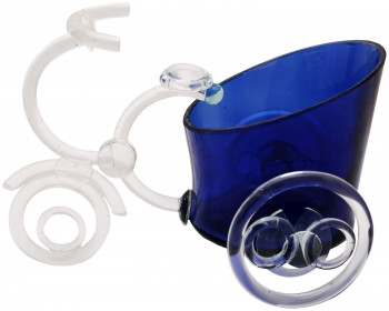 Beautiful Serving Bowl cum Glass Planter (White & Blue)