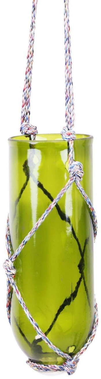 Indoor cum Outdoor Hanging Glass Planter (Green)