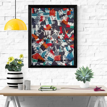 Textile collage wall décor - 12"x18"