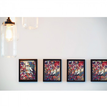 Textile collage wall décor - set of 4 wall frames (12 inches x 18 inches each)