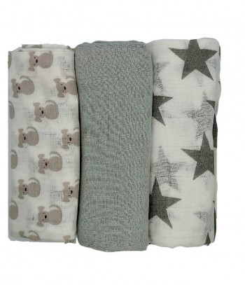 Grey Organic Muslin flats(Set of 3)