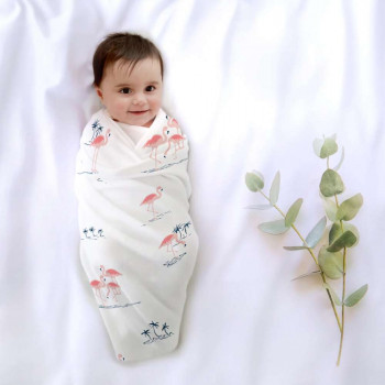 Fab Flamingo Organic Bamboo Baby Swaddle
