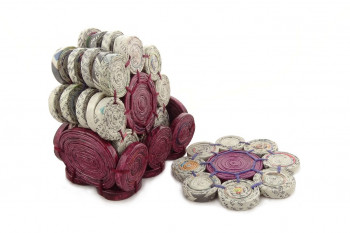 Recycled Tea Coaster Set - Flower (Natural)
