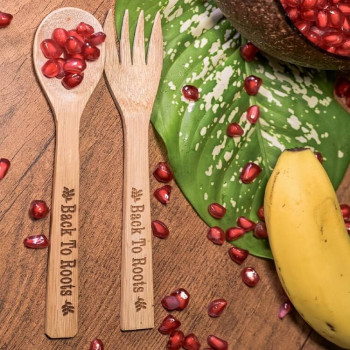 Bamboo Spoon and Fork | Eco Friendly, Natural & Handmade | Set of 2