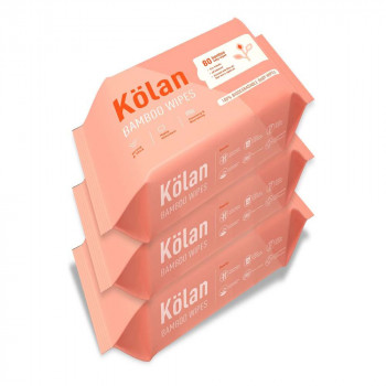 Eco-Friendly Bamboo Baby Wipes with Olive Oil, Aloe Vera & Jojoba Oil, 80 Wipes/Pack (Pack of 3)