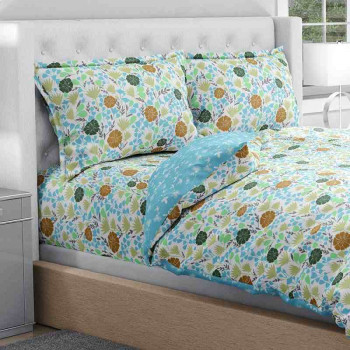 100% Pure Cotton Fresh Blossoms  Grey Bedsheet Set