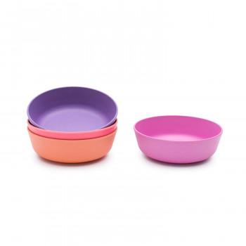 Set of 4 Bamboo Toddlers & Kids Bowls for Cereal & Soup - Sunset