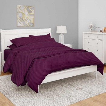Antimicrobial 300TC Sateen Striped Violet Bedsheet Set 