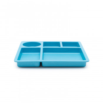 Bamboo Divided Plate for Kids, 5 Portioned Sections - Dolphin Blue