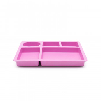 Bamboo Divided Plate for Kids, 5 Portioned Sections - Flamingo Pink