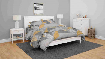 Antimicrobial 100% Cotton Mix Geo Pattern Orange Bedsheet Set 