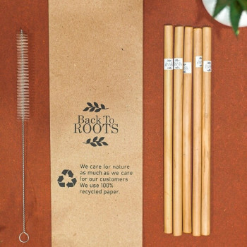 Bamboo Straw | Eco Friendly, Natural & Handmade | Pack of 5 + Cleaner