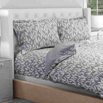 Antimicrobial 100% Cotton Foliage Floral Grey Bedsheet Set 