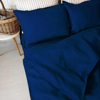 100% Pure Linen Midnigtht Blue Luxury Blue Bedsheet Set 