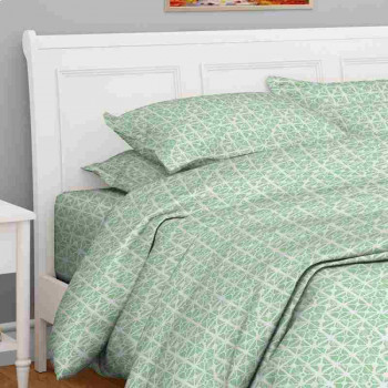 Antimicrobial 100% Cotton Majestic Grid Green Bedsheet Set 