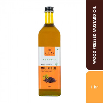 Jivika Cold Pressed Mustard Oil 1ltr Glass Bottle