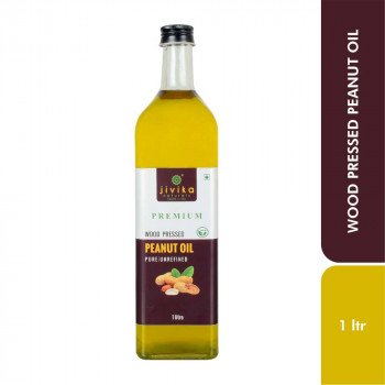 Jivika Cold Pressed Peanut Oil 1ltr Glass Bottle