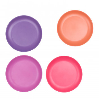 Set of 4 Bamboo Dinner plates for Babies, Toddler, kids & big-Kids - Sunset
