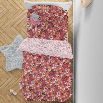 Petal Princess 100% Cotton Antimicrobial Kids Pink Bedsheet Set 