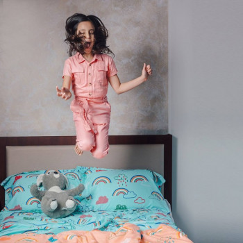 Vibgyor 100% Cotton Antimicrobial Kids Blue Bedsheet Set 