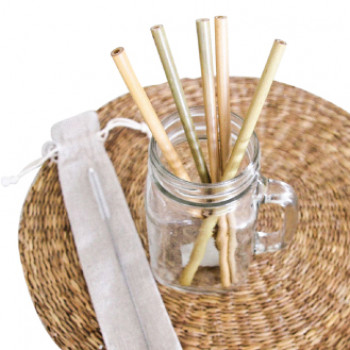 Plastic free Reusable Bamboo Straw (Set of 5 with 1 cleaning brush)