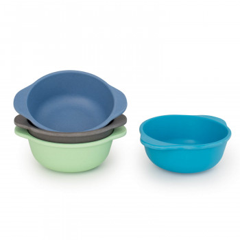 Set of 4 Bamboo Kids Snack Bowls, Stackable & Reusable - Coastal