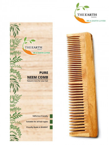 The Earth Trading Pure Kacchi Neem Wood Comb Regular Double Teeth