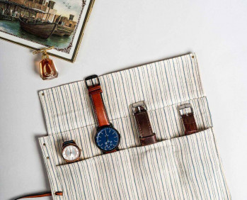 The Watch Organiser - Khadi Roll over for Travel and Storage. 