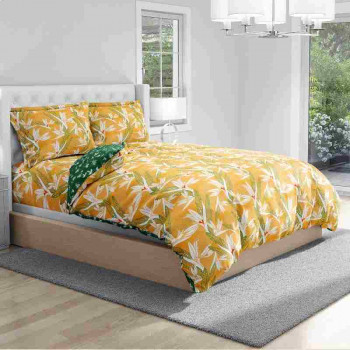 100% Pure Cotton Tropical Treasure Yellow Bedsheet Set 